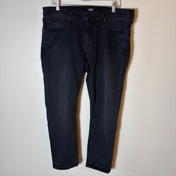 Paige Men's Croft Gray Black Denim Jeans Size 36 Skinny Fit - Picture 1 of 7